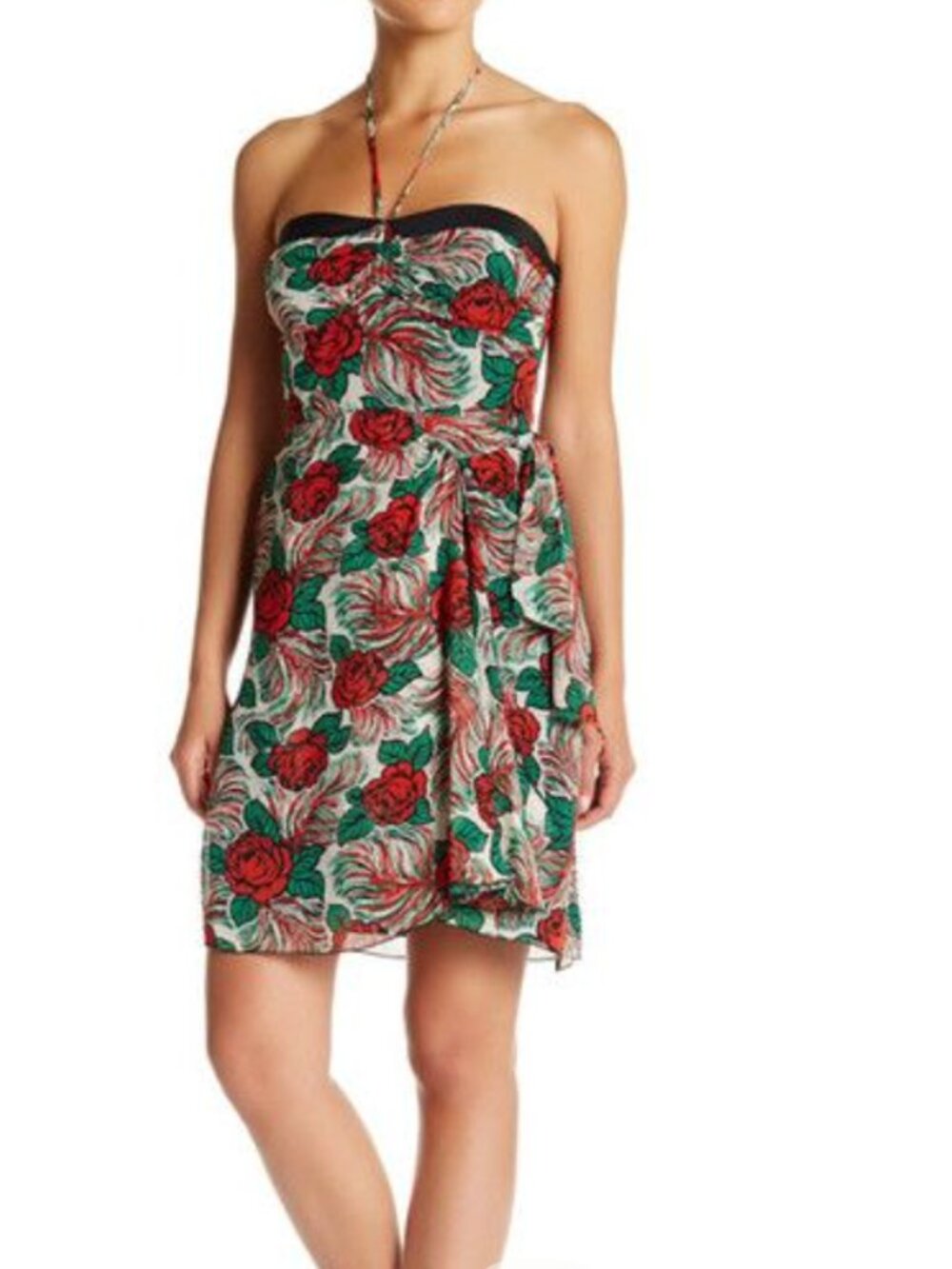 Anna Sui Rosa Mexicana Silk Halter Dress Size Zero